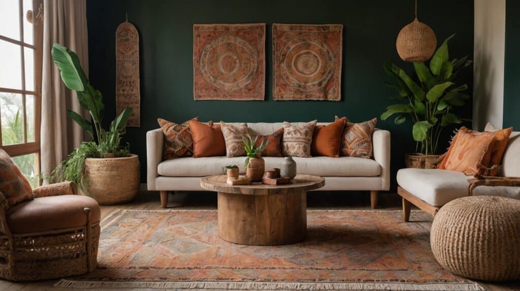 a living room with a couch and a coffee table