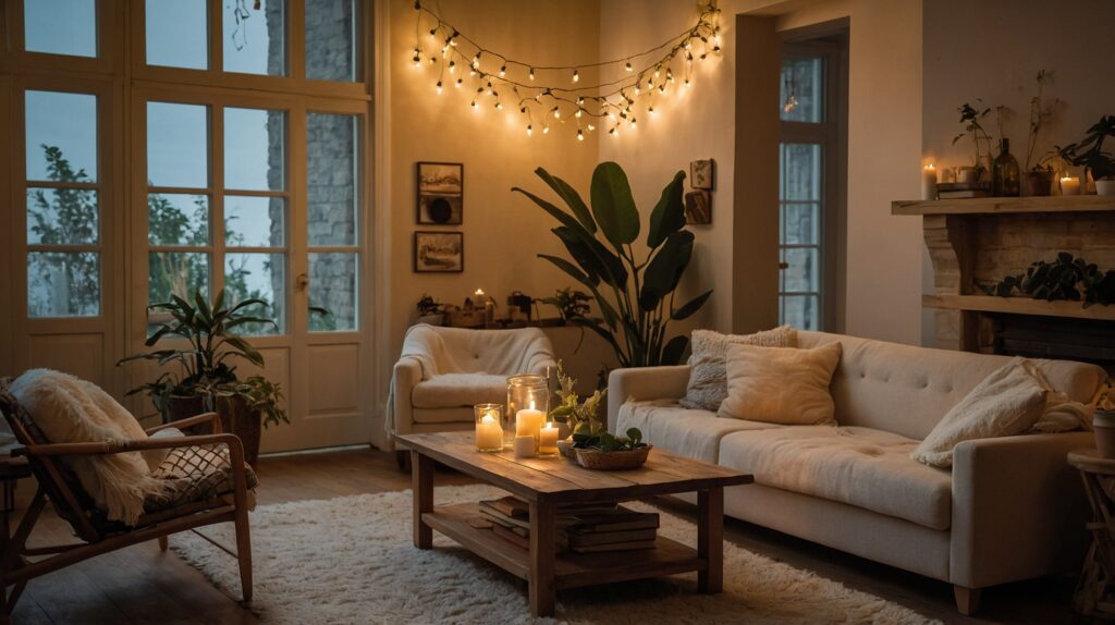 Cozy Home Decor with ambience lighting