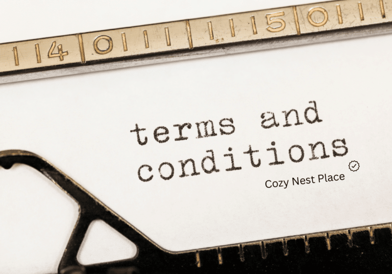 Terms and Conditions cozy nest place