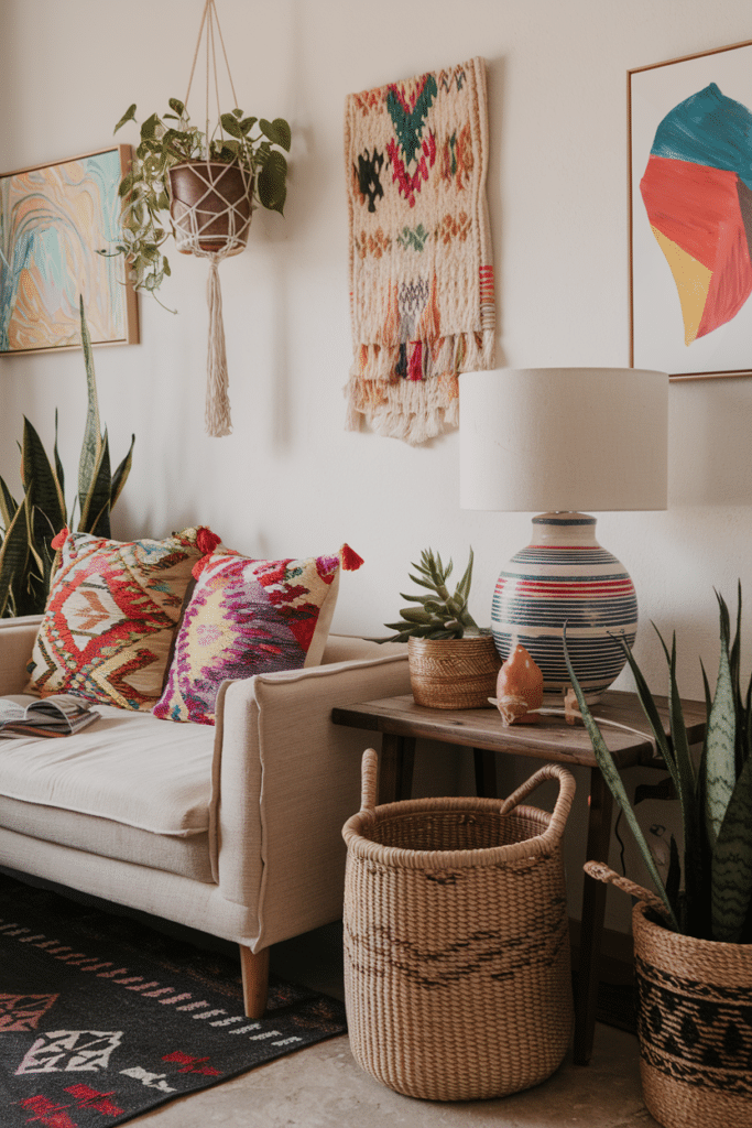 boho living room Colorful Accents and Accessories