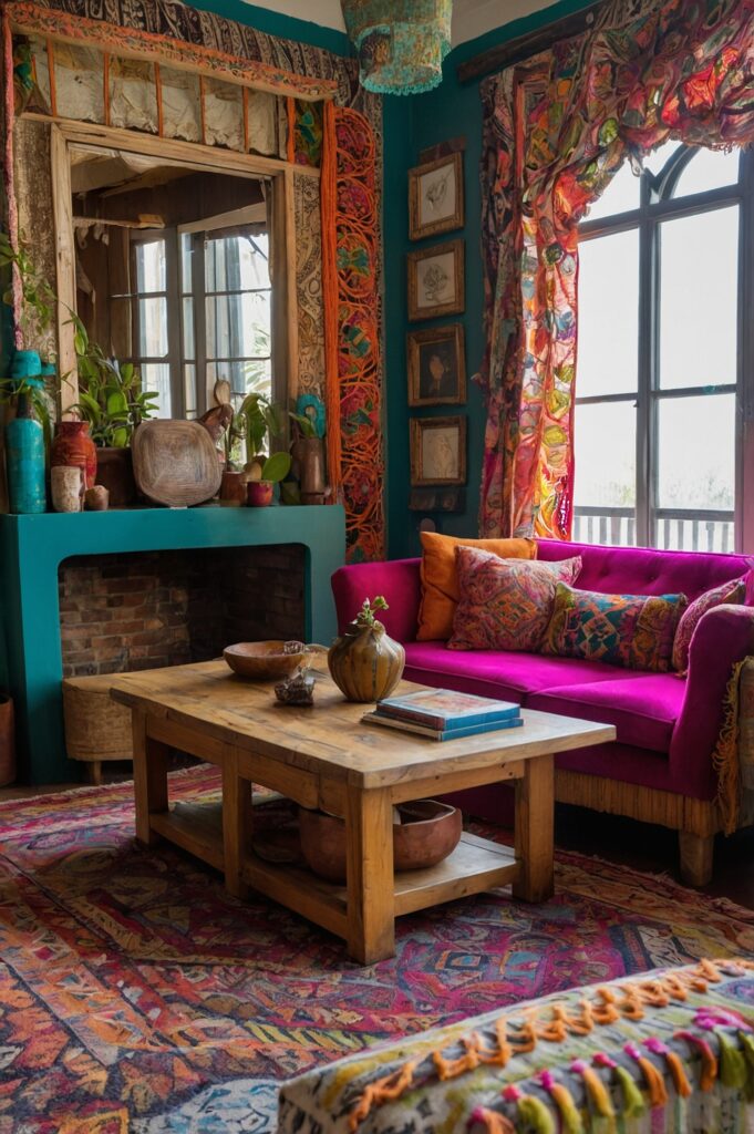 boho living room Mix of Patterns and Textures