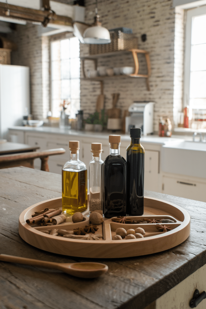 lazy susan on kitchen countertop