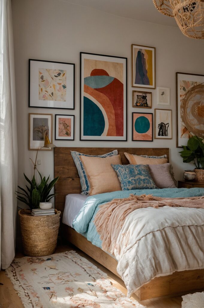 Boho Bedroom Artistic Gallery Walls