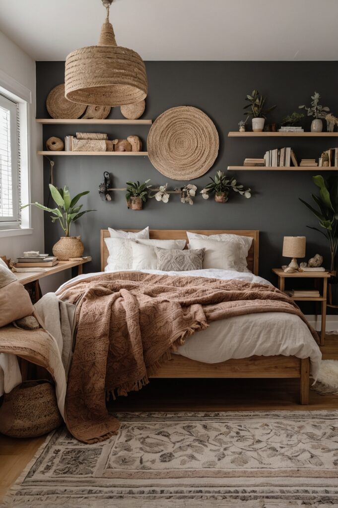 Boho Bedroom Floating Shelves for Display