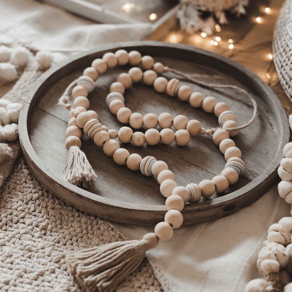 diy boho decor Wooden Bead Garland