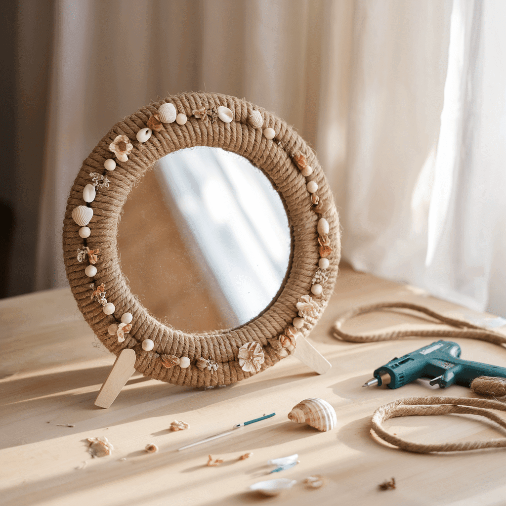diy boho decor plain mirror makeover